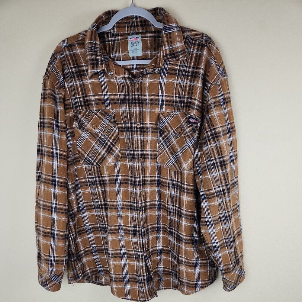Dickies mustard yellow Black white Plaid Shacket Jacket Sz XL‎ 100% cotton